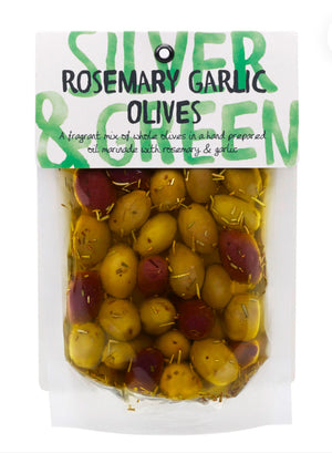 Silver & Green Rosemary & Garlic Mixed Olives 220g