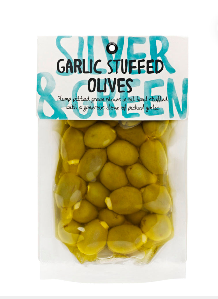 Silver & Green Garlic Stuffed Olives 220g