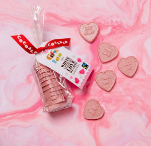 Cocoa Loco White Chocolate & Raspberry Love Hearts 100g