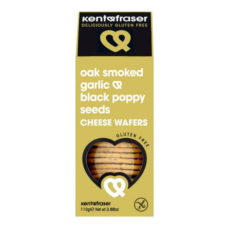 Kent & Fraser oak smoked garlic & poppy seed cheese wafers 110g