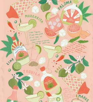 Laura Barnes Margaritas Organic Cotton Tea Towel