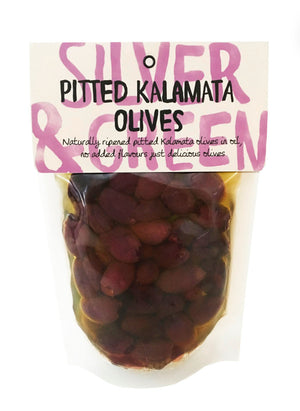 Silver & Green Kalamata Black Olives Pitted 220g